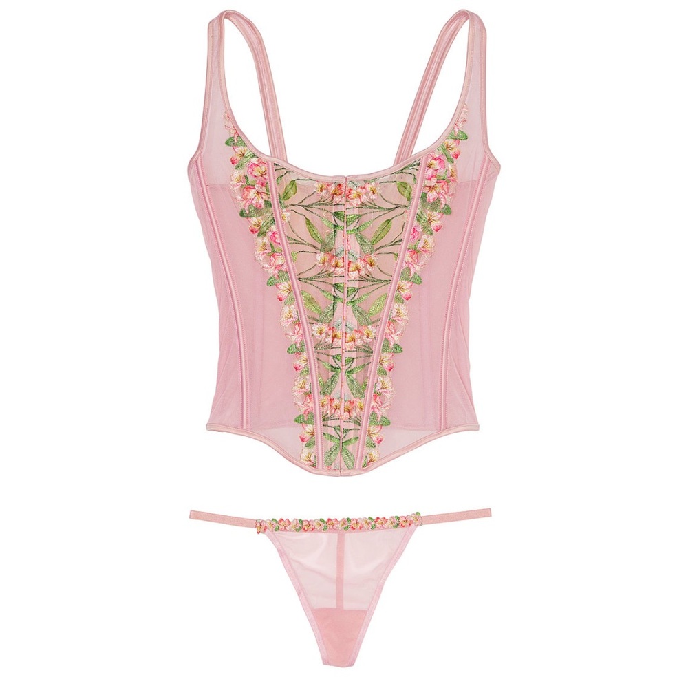 Victoria’s Secret Very Sexy Classic Lily Embroidered Corset Set